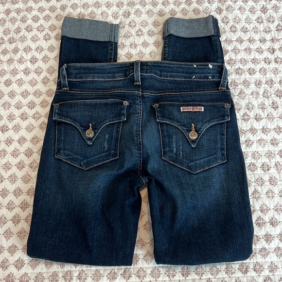 Hudson Bacara Crop Straight Cuffed Jeans Size 25 Extra Dark Whisker Wash - Picture 10 of 17